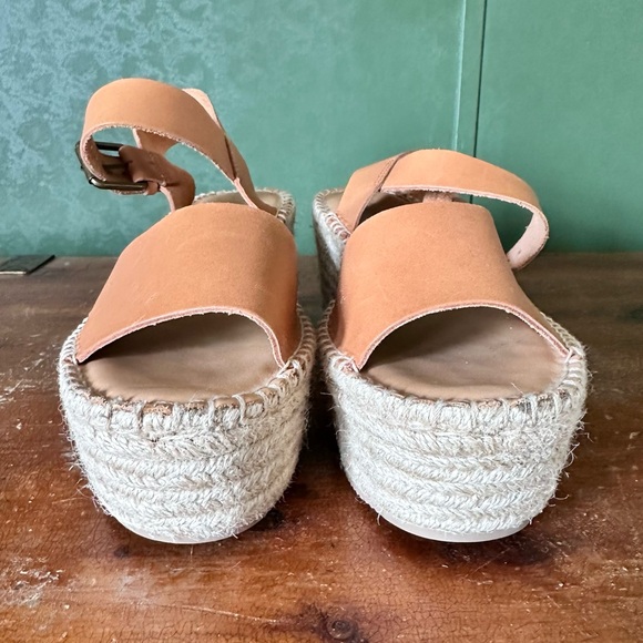 Soludos Sandals Minorca Platform Leather Espadrille Wedge Nude Tan Buckle Sz 8 - Picture 10 of 15